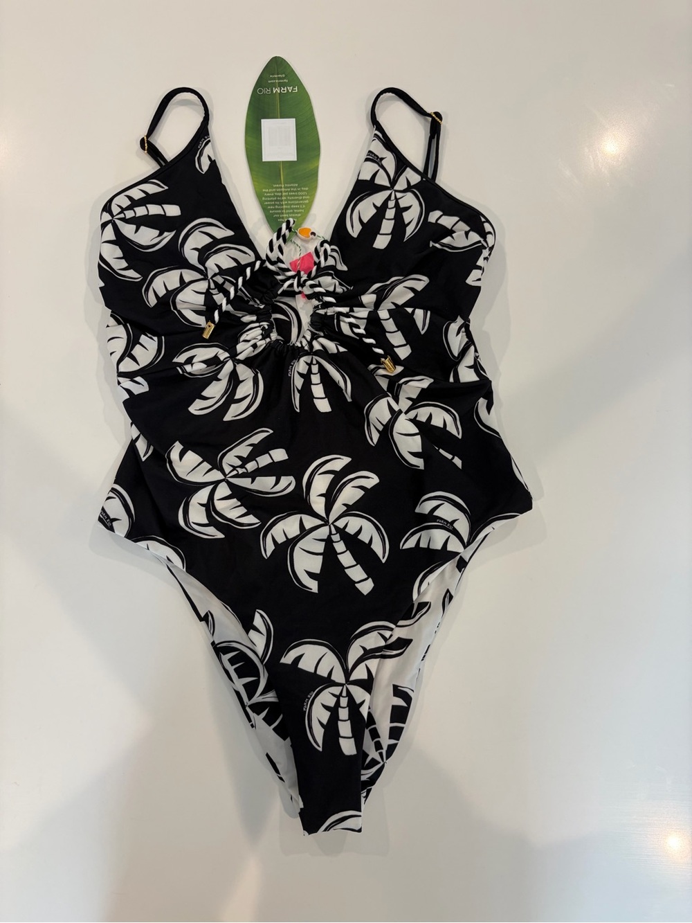 Black & White Palm Print One-Piece Swimsuit